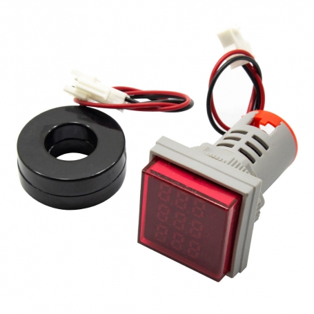 ولتمتر،-آمپرمتر-و-فرکانس-متر-چراغ-سیگنالی-ac500v-100a-99hz-قرمز-مربعی-مدل-ad16-22vahzs
