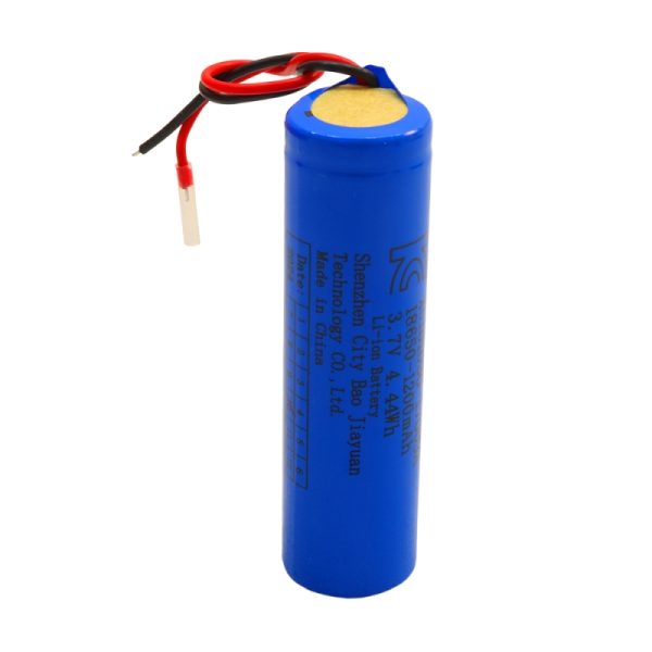 باتری لیتیوم یون 3.7v سیم دار سایز 18650 قابل شارژ 1200mAhمارک KC